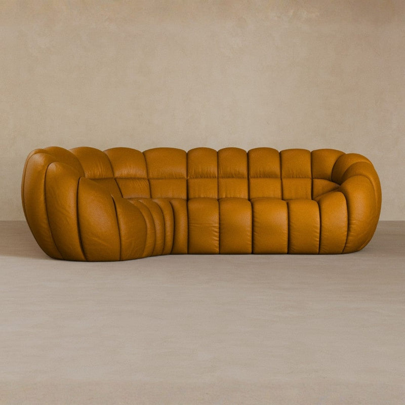 L Shape-Top Grain Leather-Camel