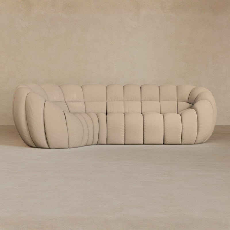 L Shape-Top Grain Leather-Chalk