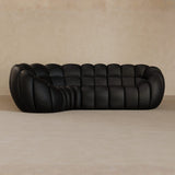 L Shape-Top Grain Leather-Charcoal