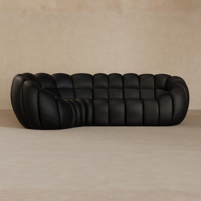 L Shape-Top Grain Leather-Charcoal