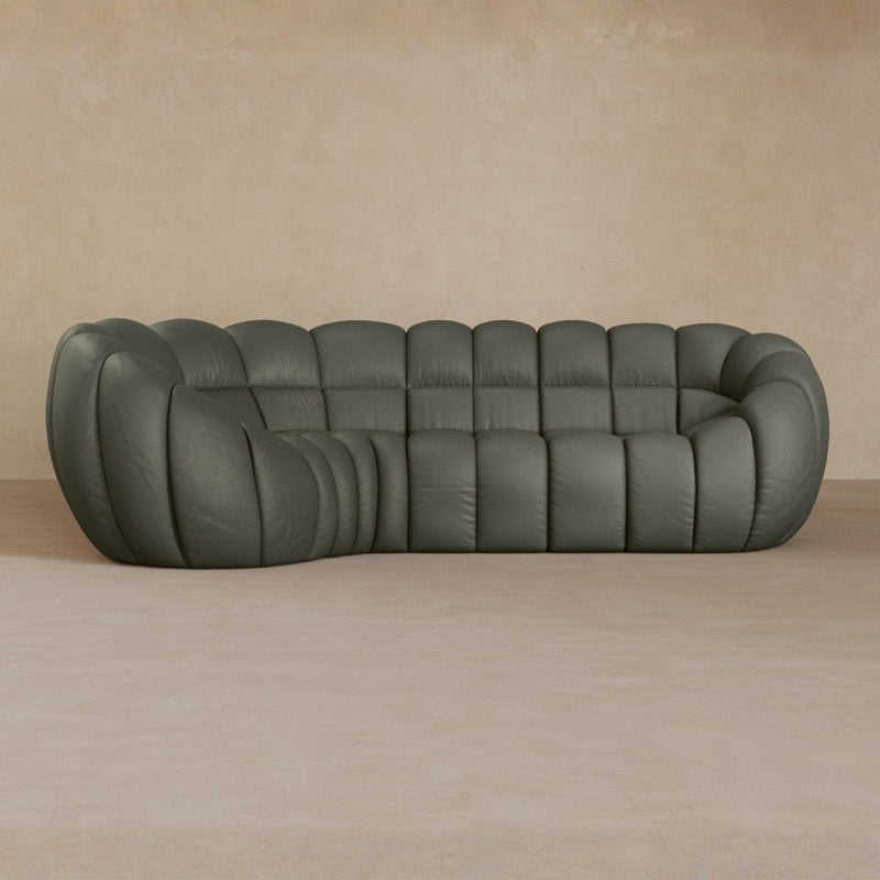 L Shape-Top Grain Leather-Graphite