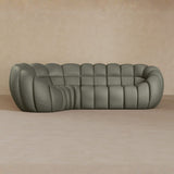 L Shape-Top Grain Leather-Greige