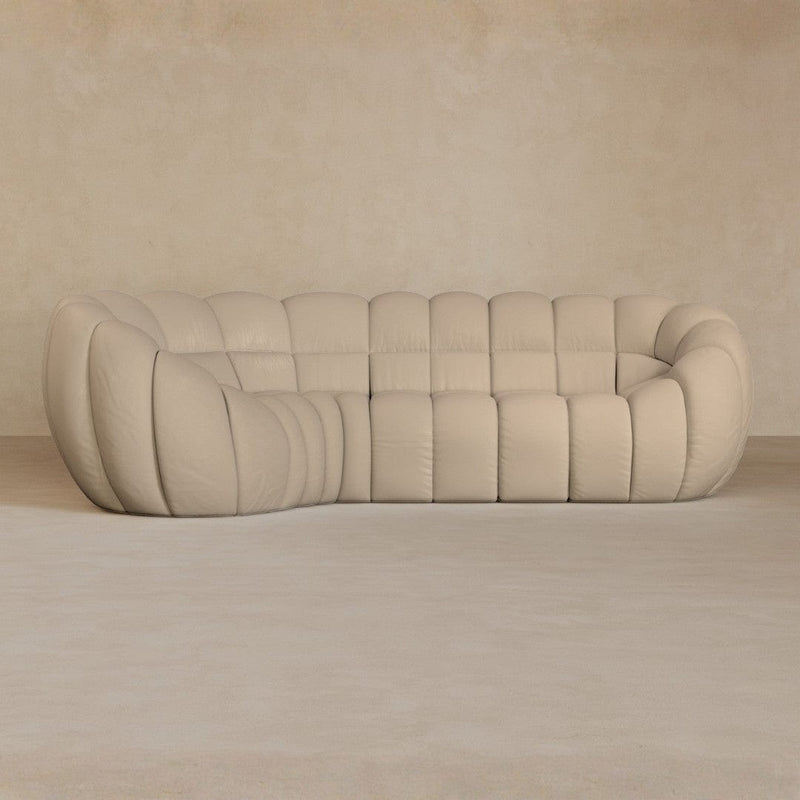 L Shape-Top Grain Leather-Ivory