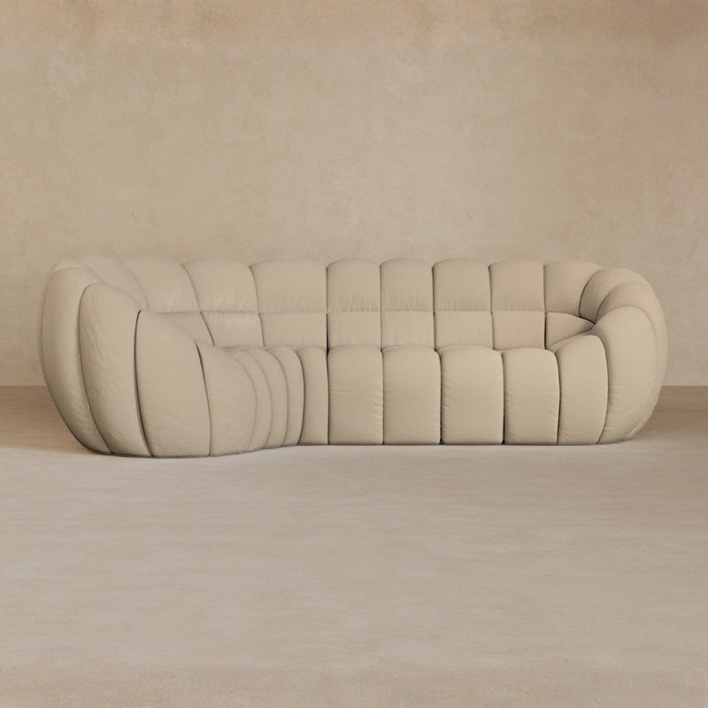 L Shape-Top Grain Leather-Linen