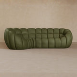 L Shape-Top Grain Leather-Olive