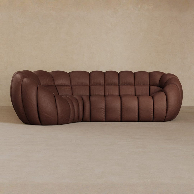 L Shape-Top Grain Leather-Oxblood