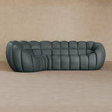 L Shape-Top Grain Leather-Pewter