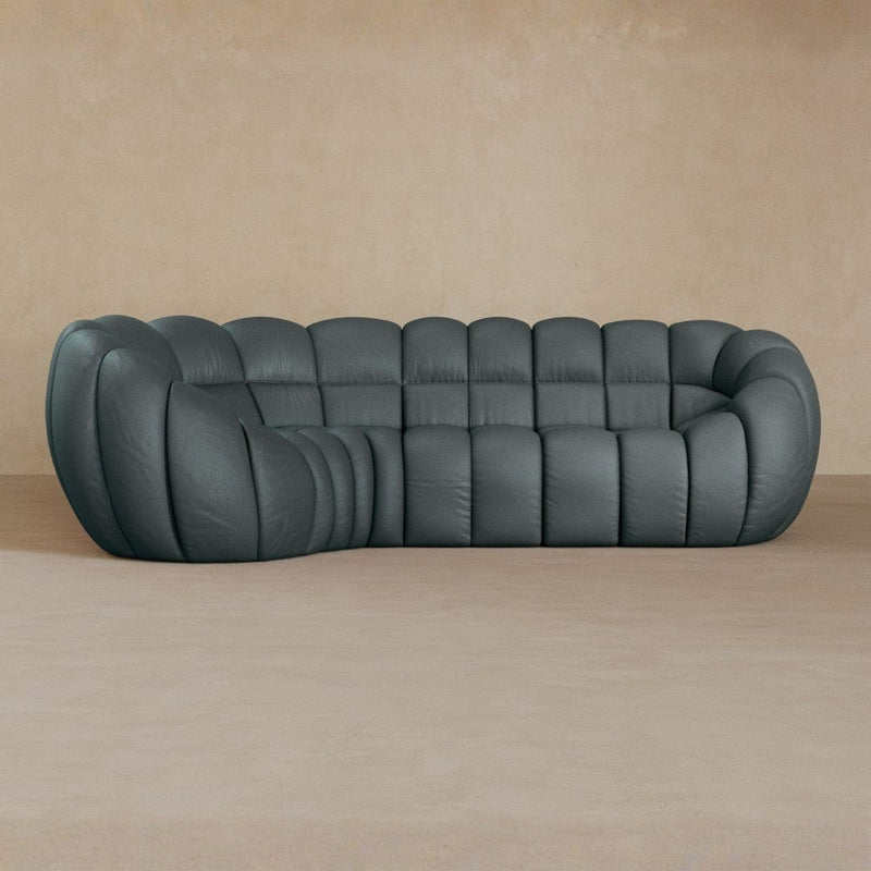 L Shape-Top Grain Leather-Pewter