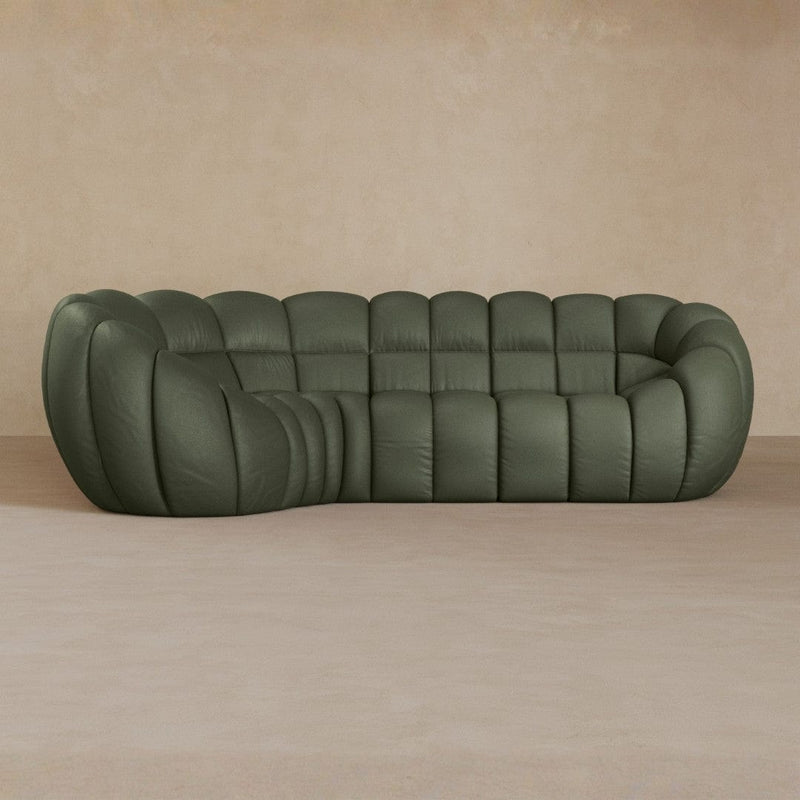 L Shape-Top Grain Leather-Sage