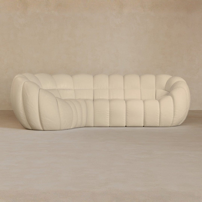  L Shape-Full Grain Leather-Alabaster