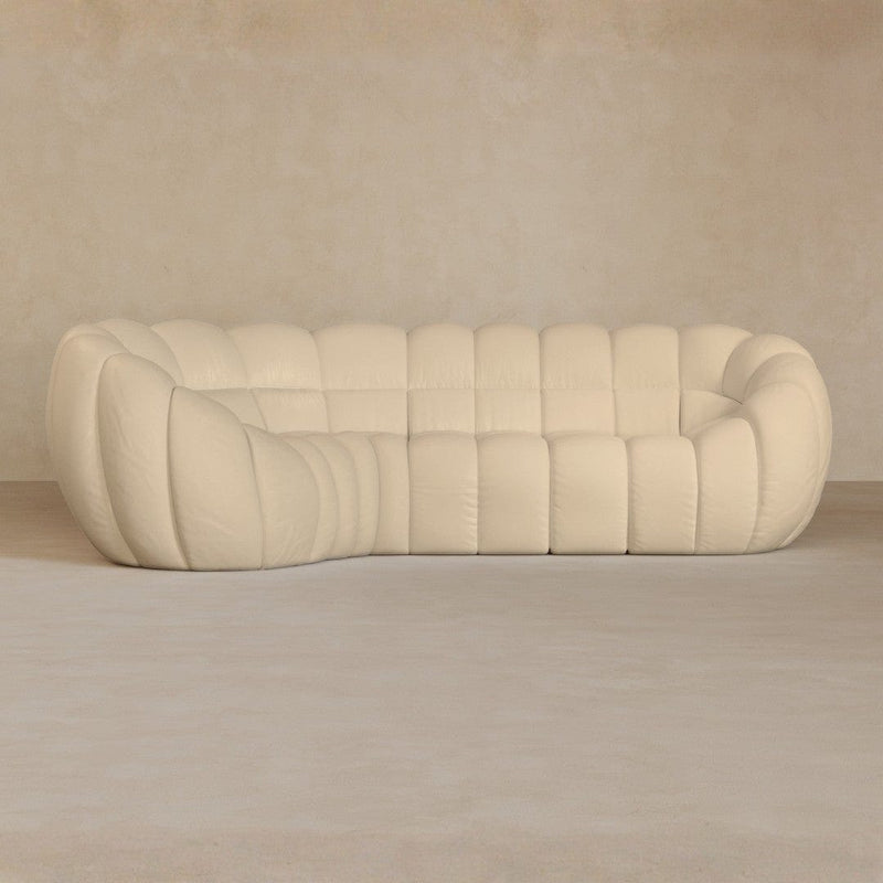  L Shape-Full Grain Leather-Linen