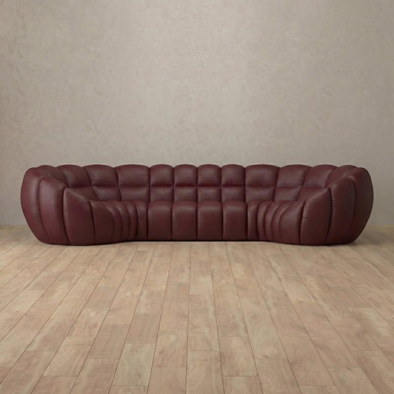 Top Grain Leather::Cuban Sofa 4 Seater Burgundy Top Grain Leather v2 6:TGL