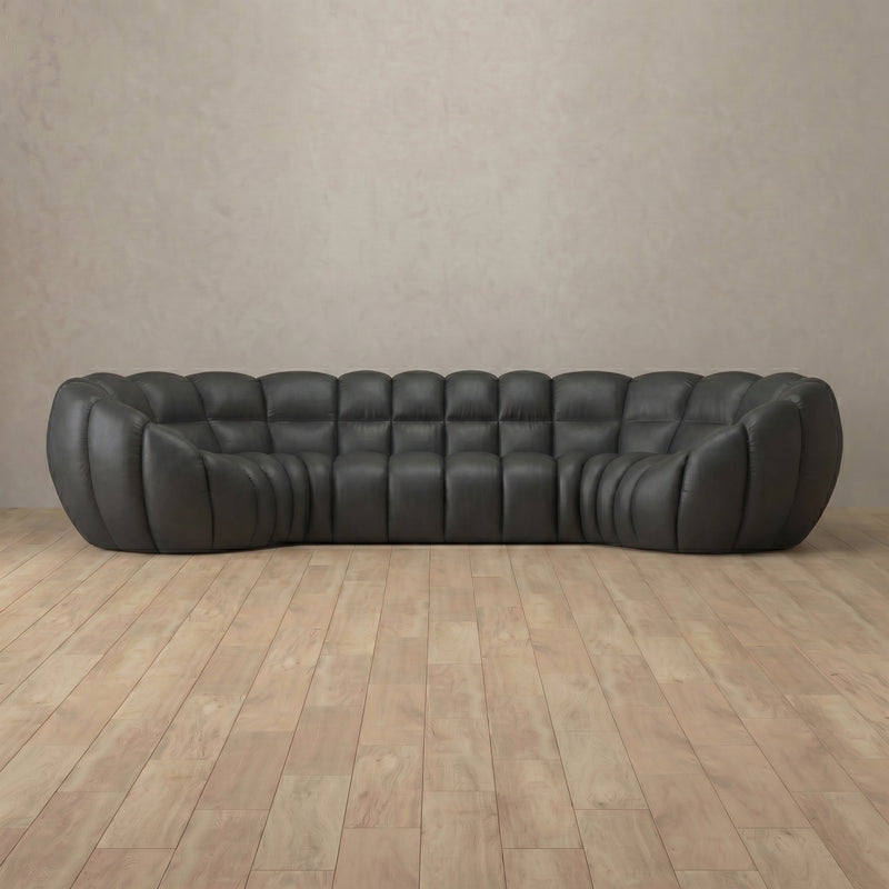 Top Grain Leather::Cuban Sofa 4 Seater Charcoal Top Grain Leather v2 7:TGL
