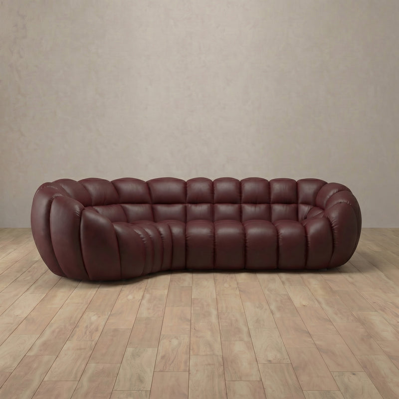 Top Grain Leather::Cuban Sofa L Shape Burgundy Top Grain Leather 6:TGL
