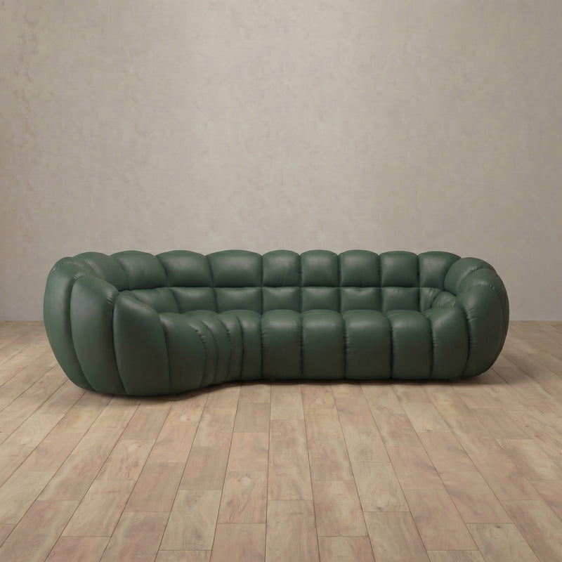 Top Grain Leather::Cuban Sofa L Shape Forest Green Top Grain Leather 5:TGL