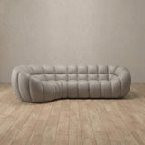 Top Grain Leather::Cuban Sofa L Shape Pewter Top Grain Leather