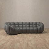 Top Grain Leather::Cuban Sofa L Shape Smoke Top Grain Leather