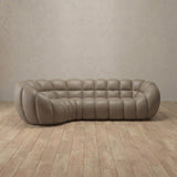 Top Grain Leather::Cuban Sofa L Shape Taupe Top Grain Leather