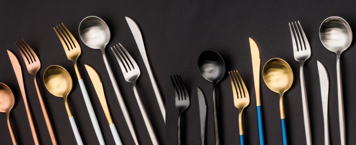 Black Gold Cutlery Set 89 Pieces Set, Black Gold Tableware Cutlery
