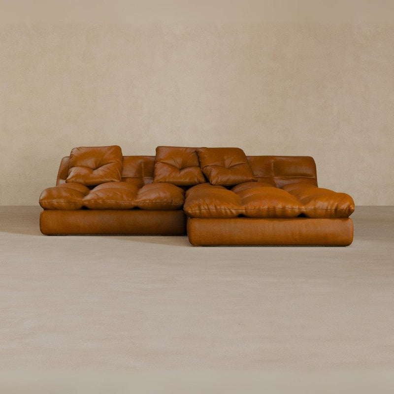 Left Chaise 01-Full Grain Leather-Brandy