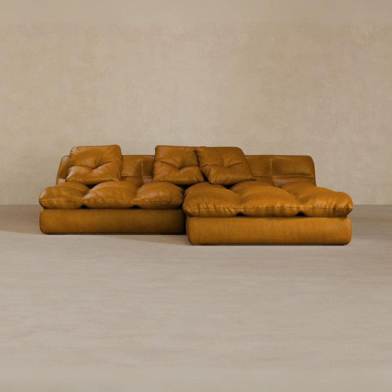Left Chaise 01-Full Grain Leather-Camel