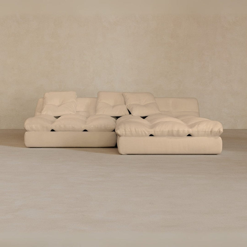 Left Chaise 01-Full Grain Leather-Chalk