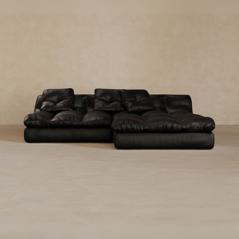 Left Chaise 01-Full Grain Leather-Charcoal