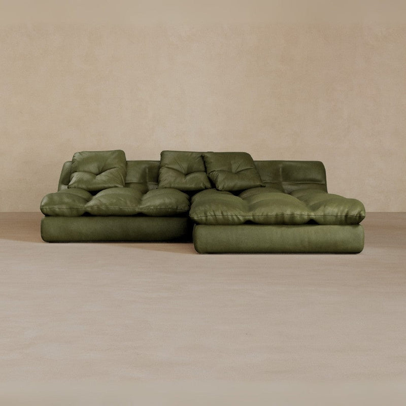 Left Chaise 01-Full Grain Leather-Olive