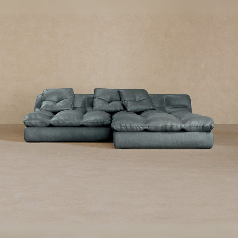 Left Chaise 01-Full Grain Leather-Pewter