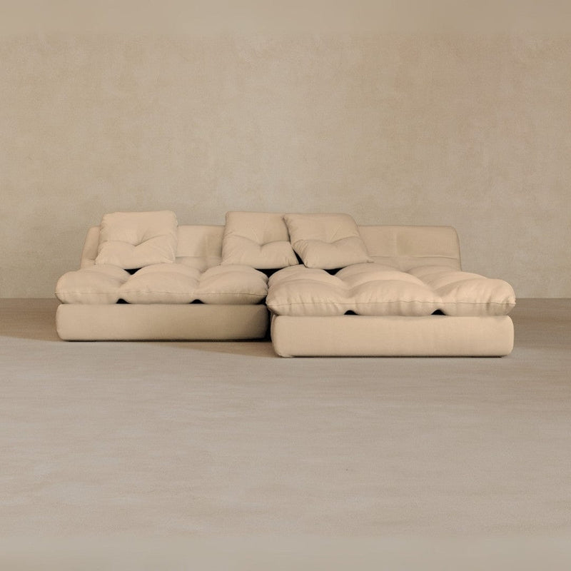 Left Chaise 01-Top Grain Leather-Chalk