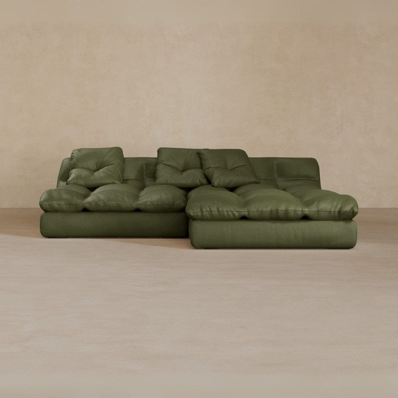 Left Chaise 01-Top Grain Leather-Olive