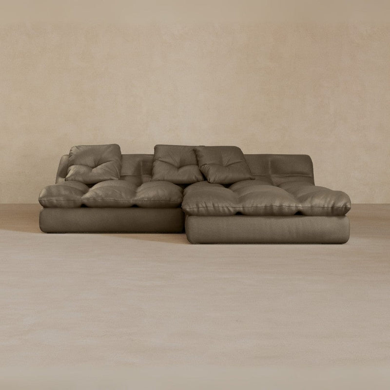 Left Chaise 01-Top Grain Leather-Stone