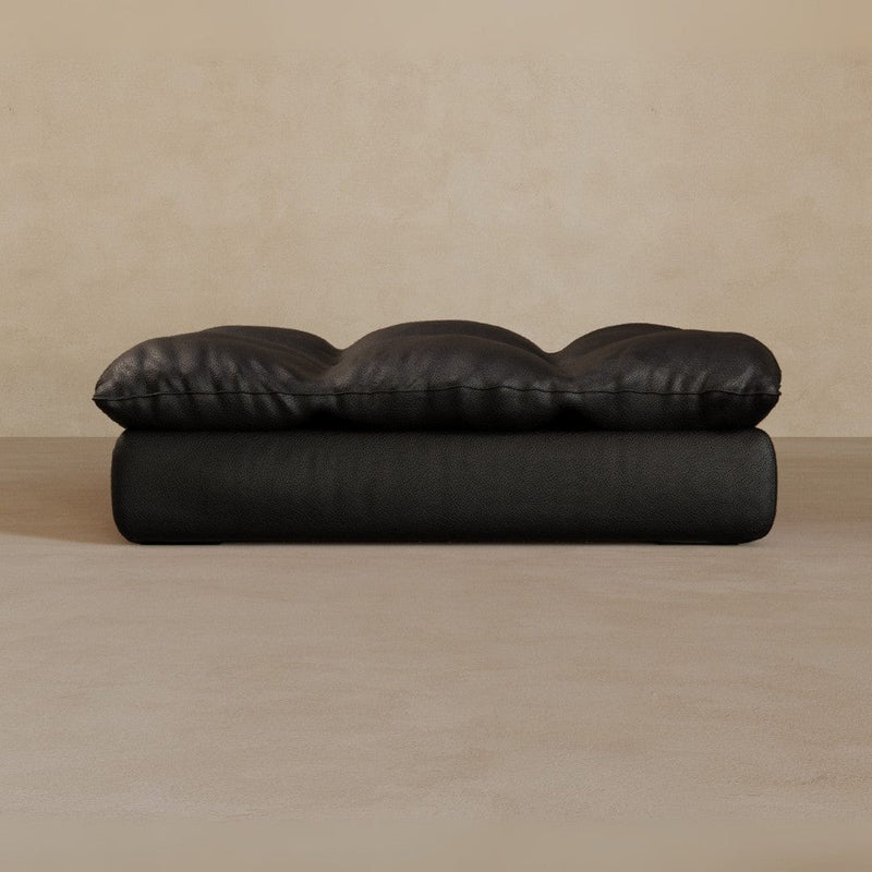 Ottoman-Top Grain Leather-Charcoal