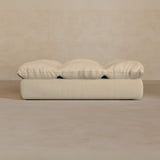 Ottoman-Top Grain Leather-Linen