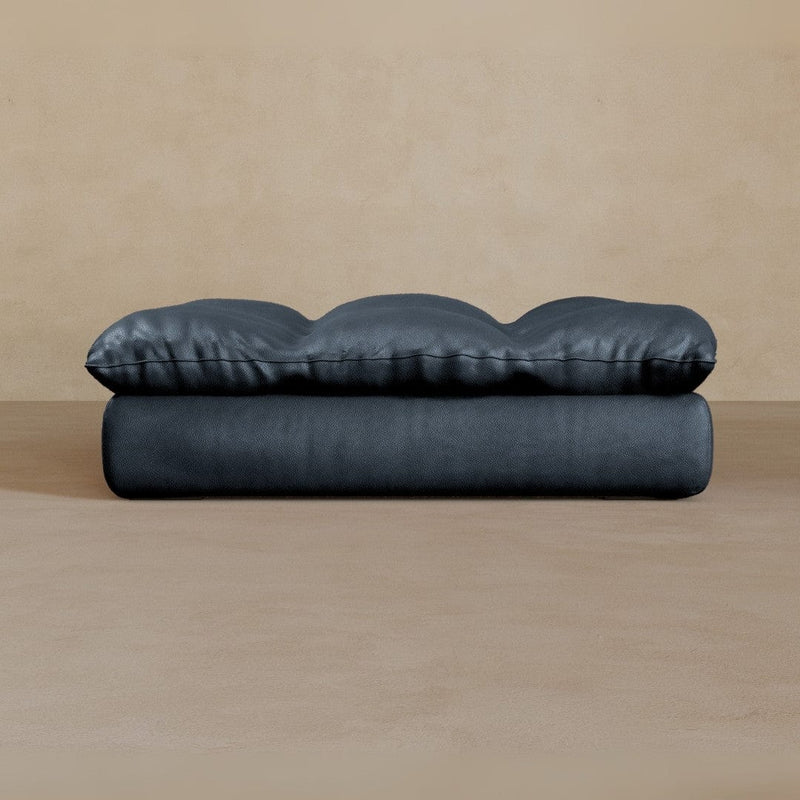 Ottoman-Top Grain Leather-Navy
