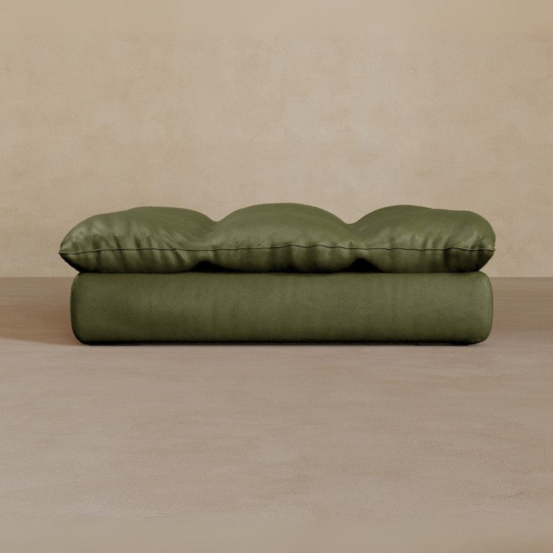 Ottoman-Top Grain Leather-Olive