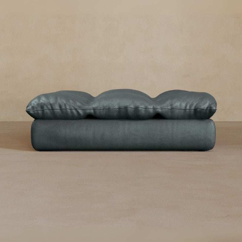 Ottoman-Top Grain Leather-Pewter
