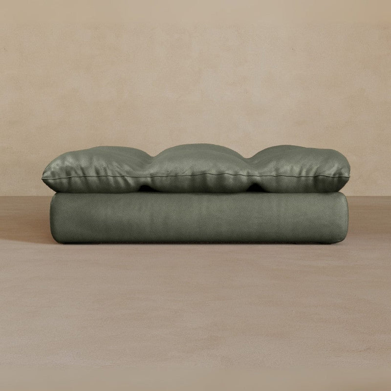 Ottoman-Top Grain Leather-Sage