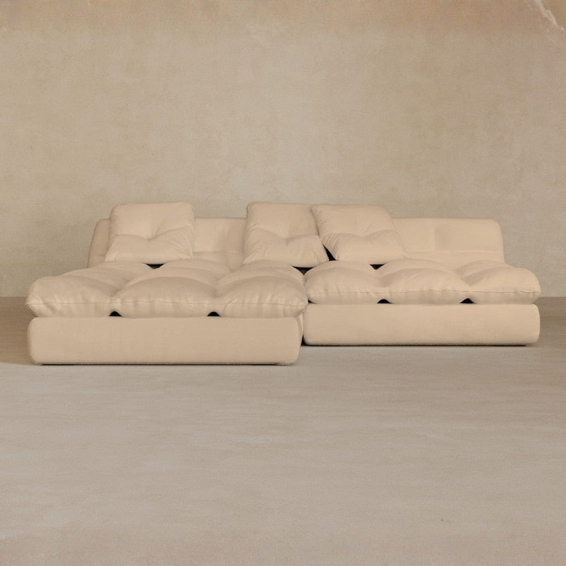 Right Chaise 01-Full Grain Leather-Chalk