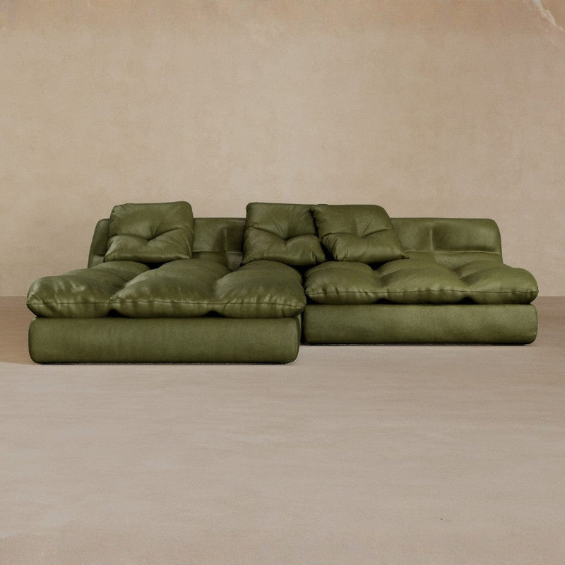 Right Chaise 01-Full Grain Leather-Olive