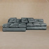 Right Chaise 01-Full Grain Leather-Pewter