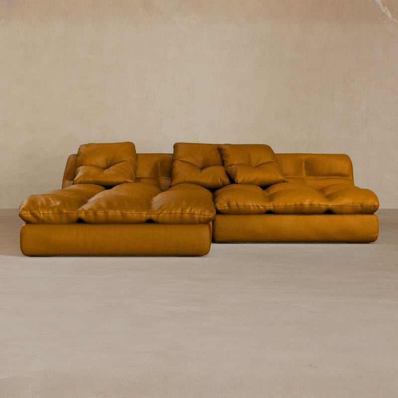 Right Chaise 01-Top Grain Leather-Camel