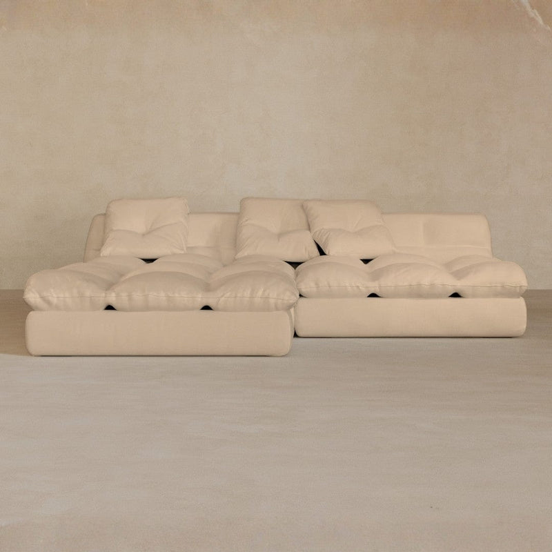 Right Chaise 01-Top Grain Leather-Chalk