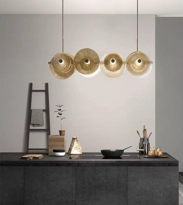 Round Luxe Gold Glass Chandelier