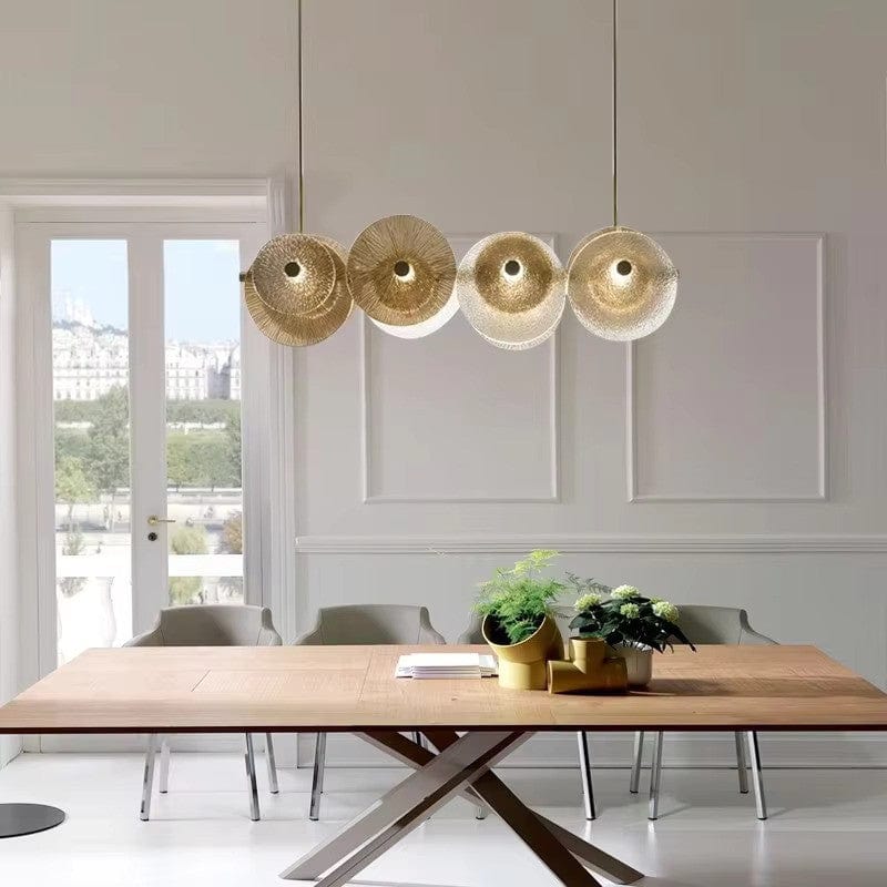Round Luxe Gold Glass Chandelier — lifestyle