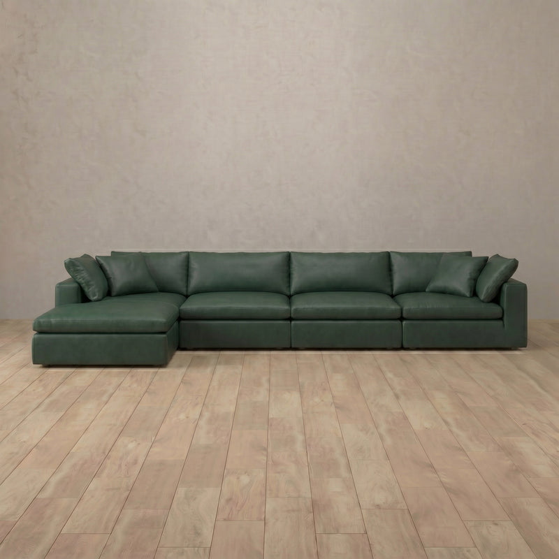 Top Grain Leather::Heavens Sofa  Heavens Right Chaise  Forest Green Top Grain Leather 5:TGL