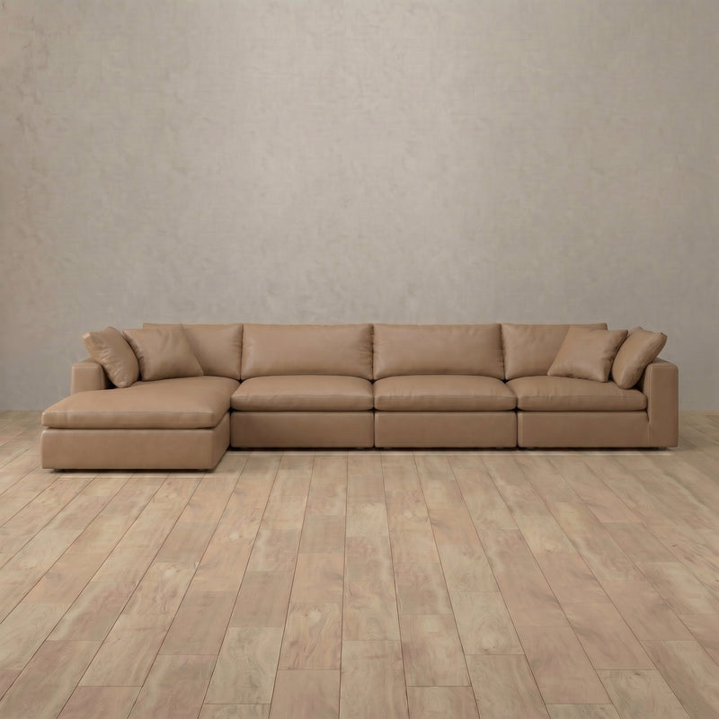 Top Grain Leather::Heavens Sofa  Heavens Right Chaise  Latte Top Grain Leather 3:TGL