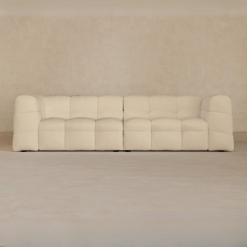 3 Seater-Top Grain Leather-Linen