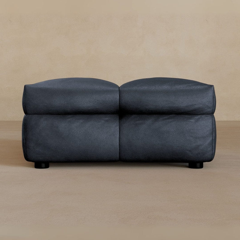 Ottoman-Full Grain Leather-navy