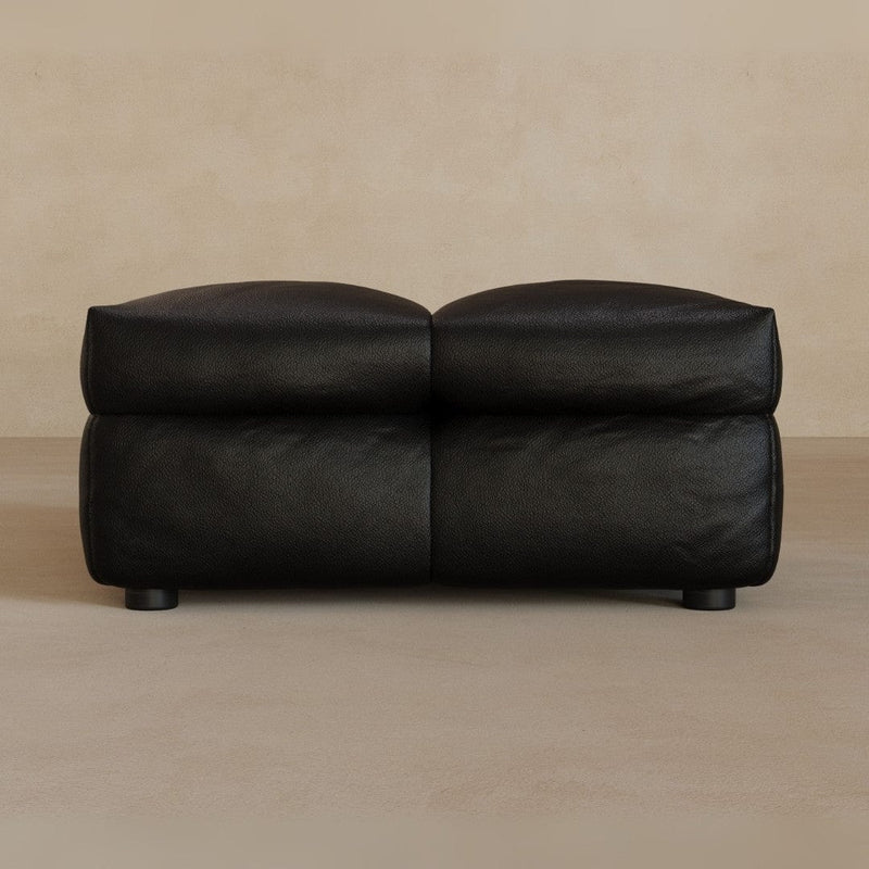 Ottoman-Top Grain Leather-Charcoal